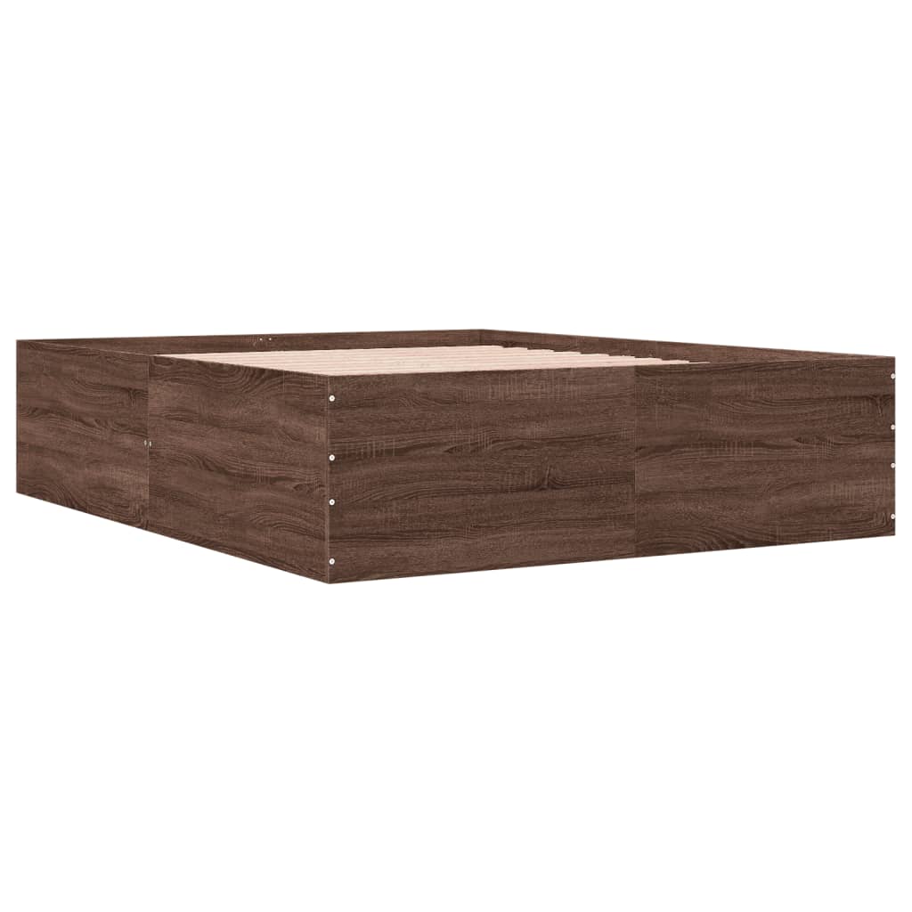 Bed Frame without Mattress Brown Oak 150x200 cm King Size