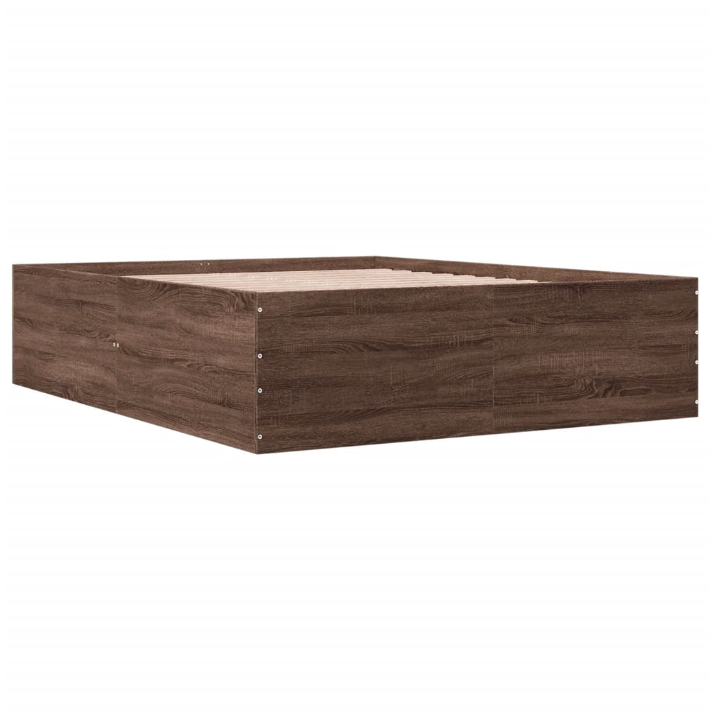 Bed Frame without Mattress Brown Oak 150x200 cm King Size