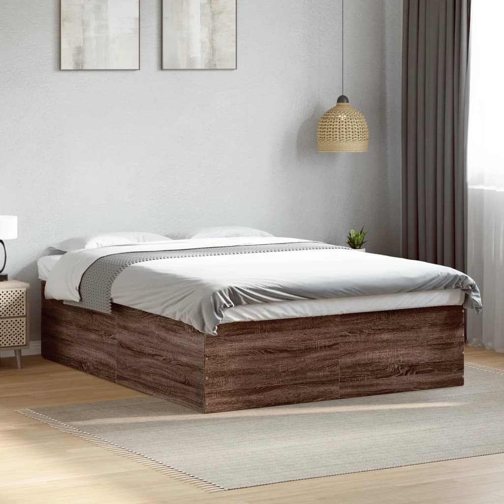 Bed Frame without Mattress Brown Oak 150x200 cm King Size