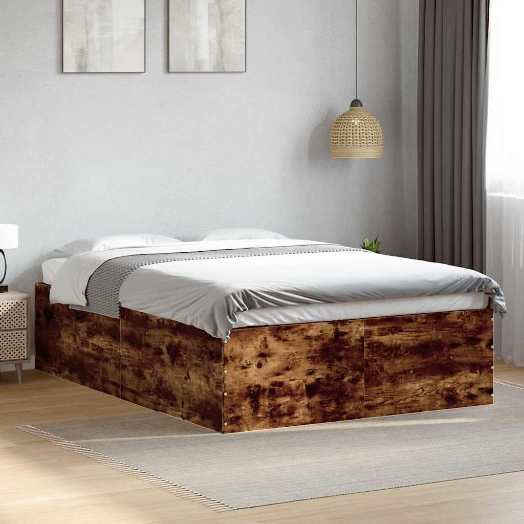 Bed Frame without Mattress Smoked Oak 120x200 cm