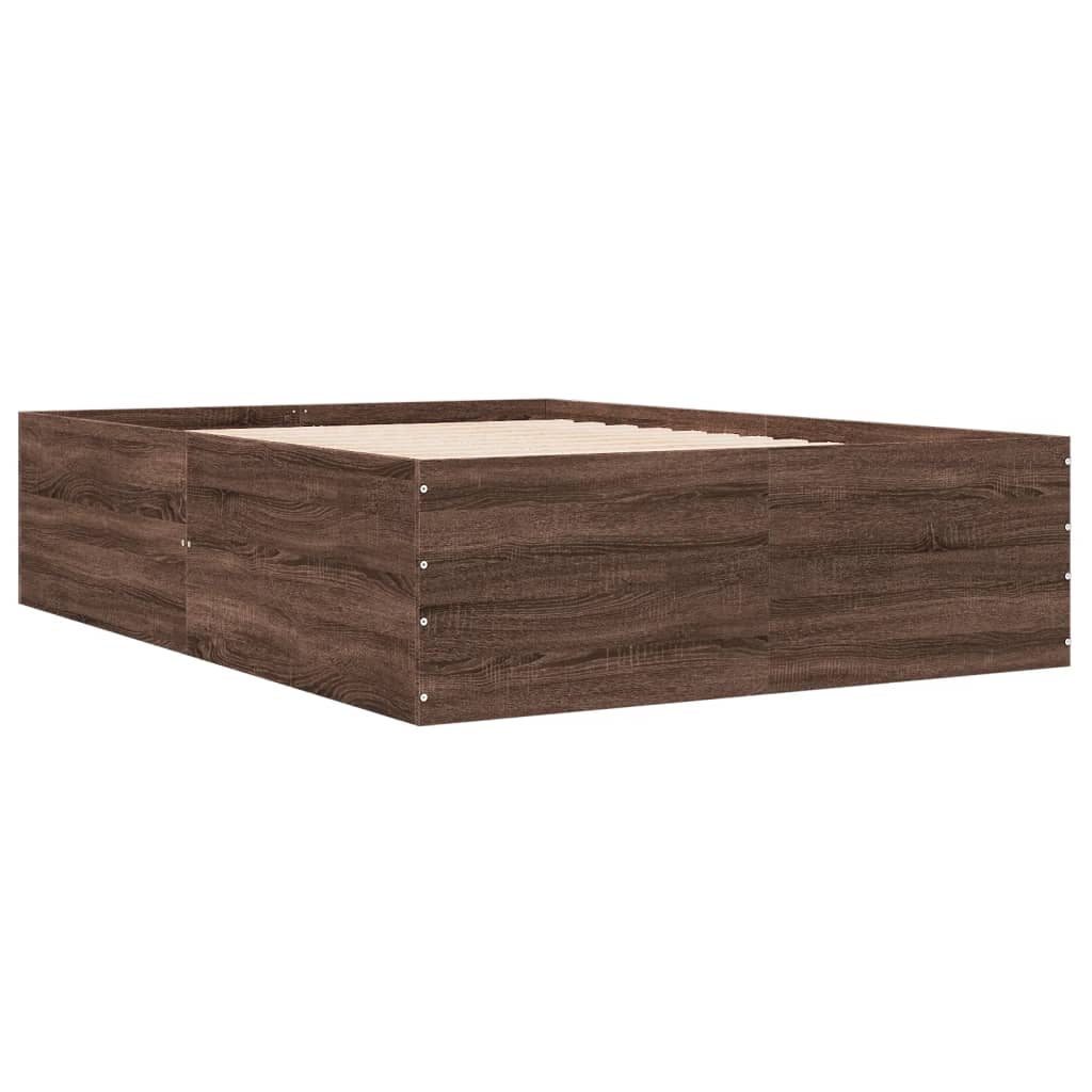 Bed Frame without Mattress Brown Oak 120x200 cm