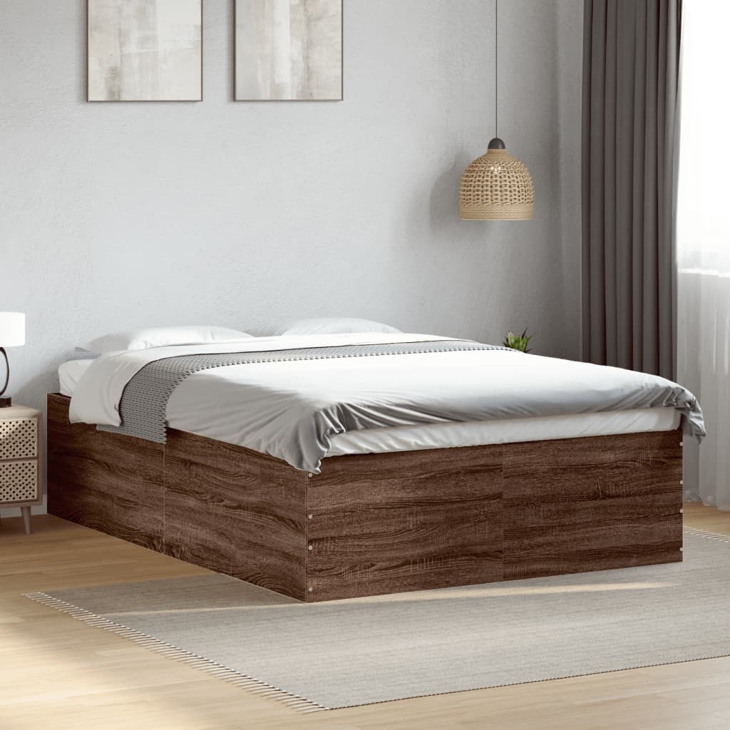 Bed Frame without Mattress Brown Oak 120x200 cm