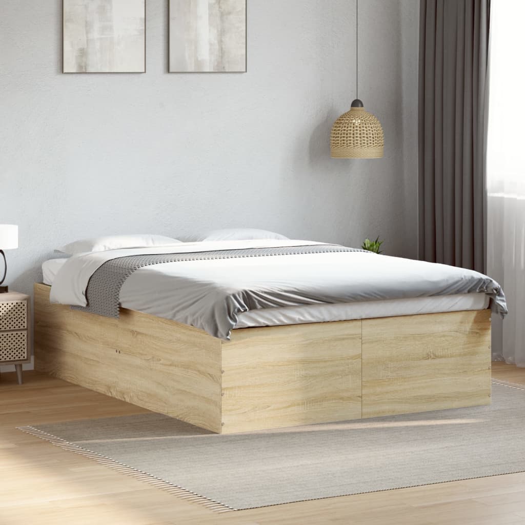 Bed Frame without Mattress Sonoma Oak 140x190 cm