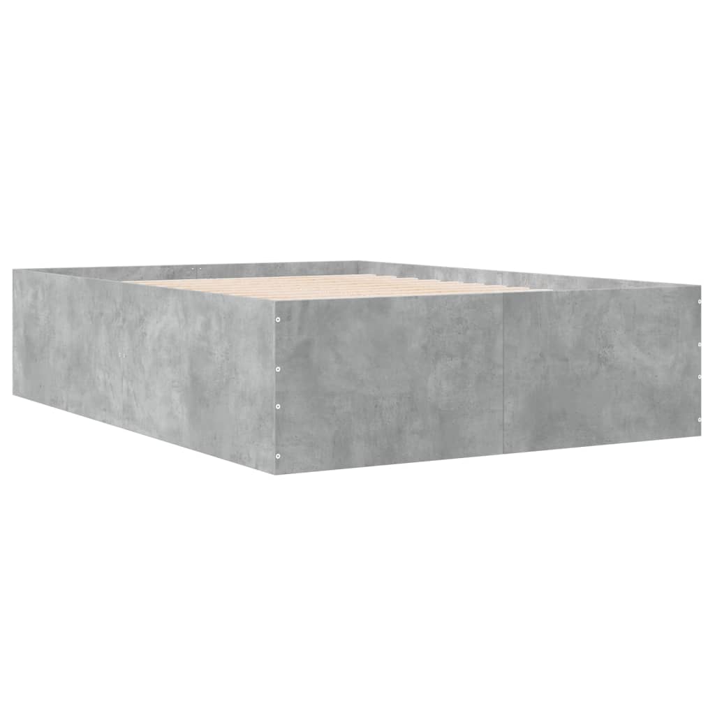 Bed Frame without Mattress Concrete Grey 135x190 cm Double