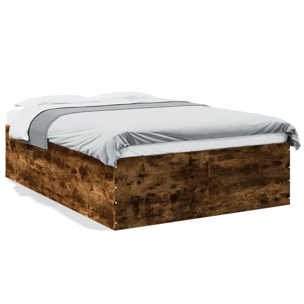 Bed Frame without Mattress Smoked Oak 135x190 cm Double