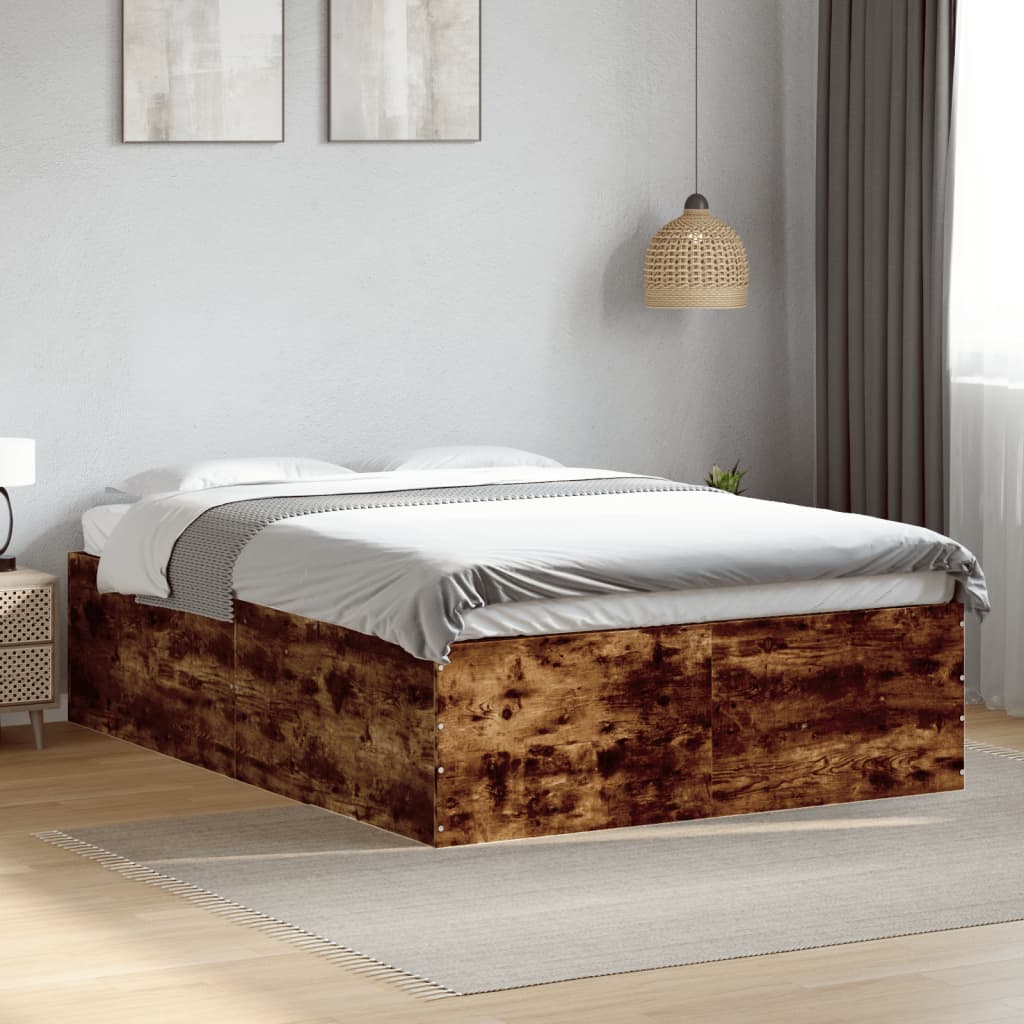 Bed Frame without Mattress Smoked Oak 135x190 cm Double