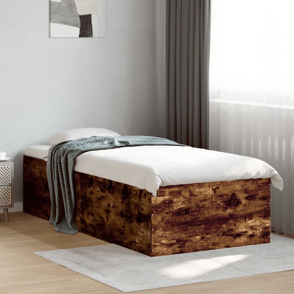 Bed Frame without Mattress Smoked Oak 100x200 cm