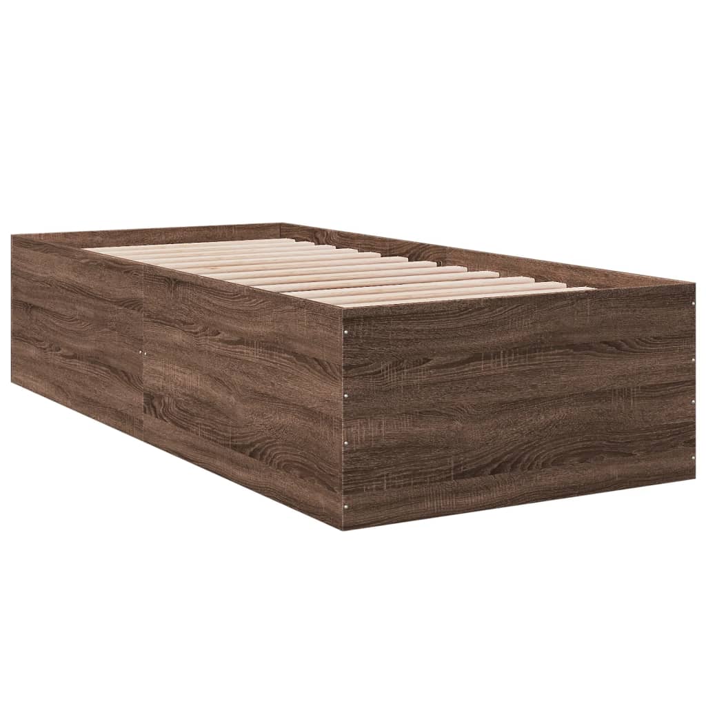 Bed Frame without Mattress Brown Oak 100x200 cm