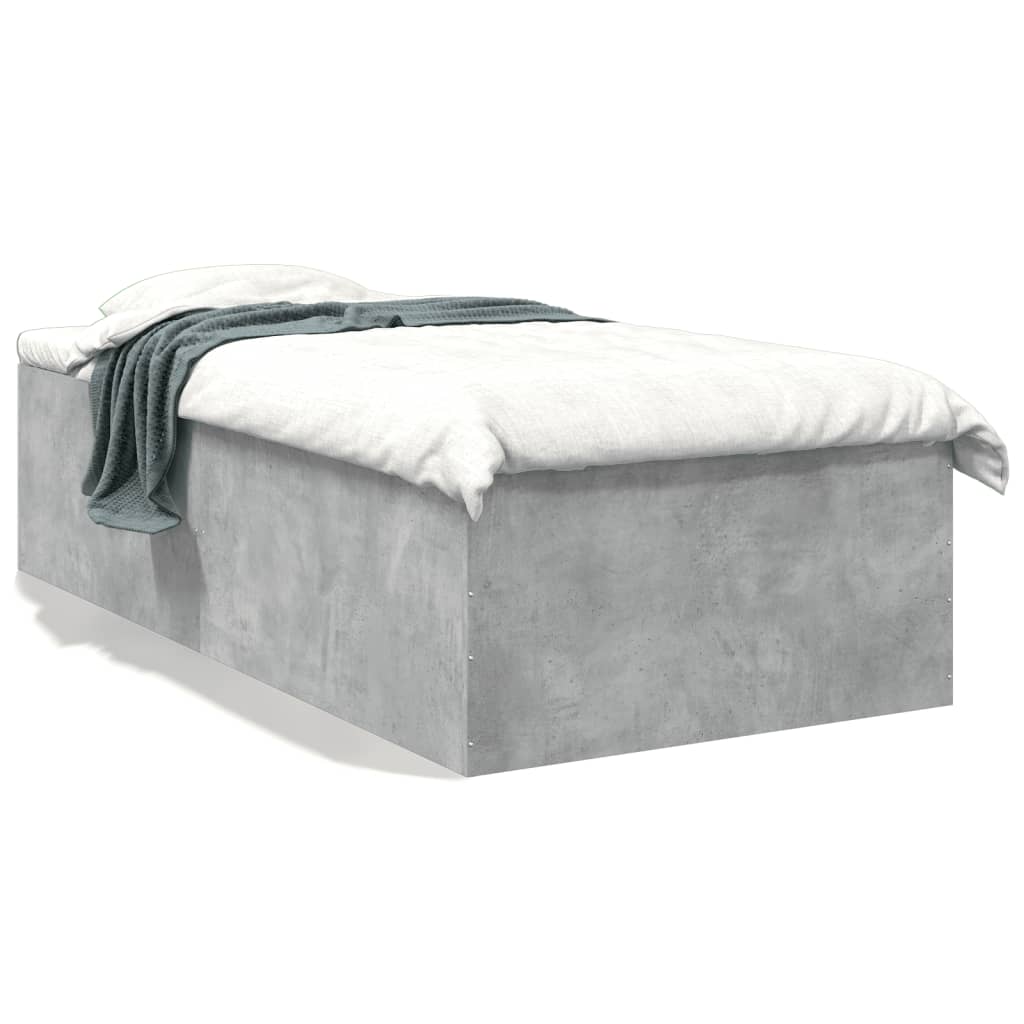 Bed Frame without Mattress Concrete Grey 75x190 cm Small Single