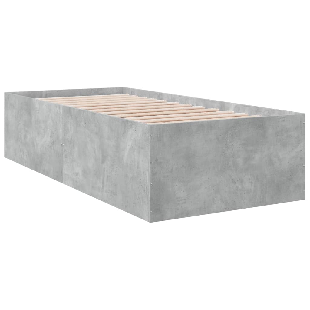 Bed Frame without Mattress Concrete Grey 75x190 cm Small Single