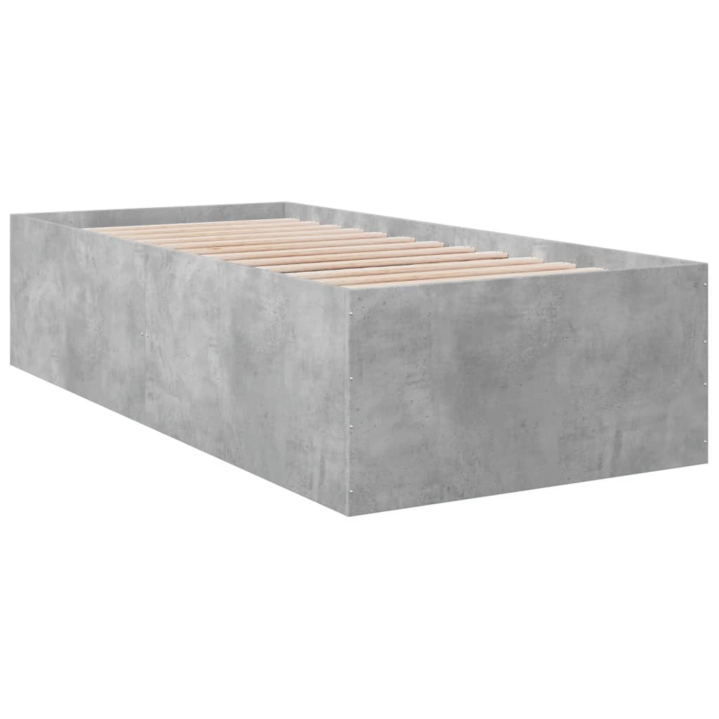 Bed Frame without Mattress Concrete Grey 75x190 cm Small Single