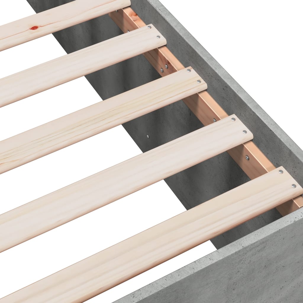 Bed Frame without Mattress Concrete Grey 75x190 cm Small Single