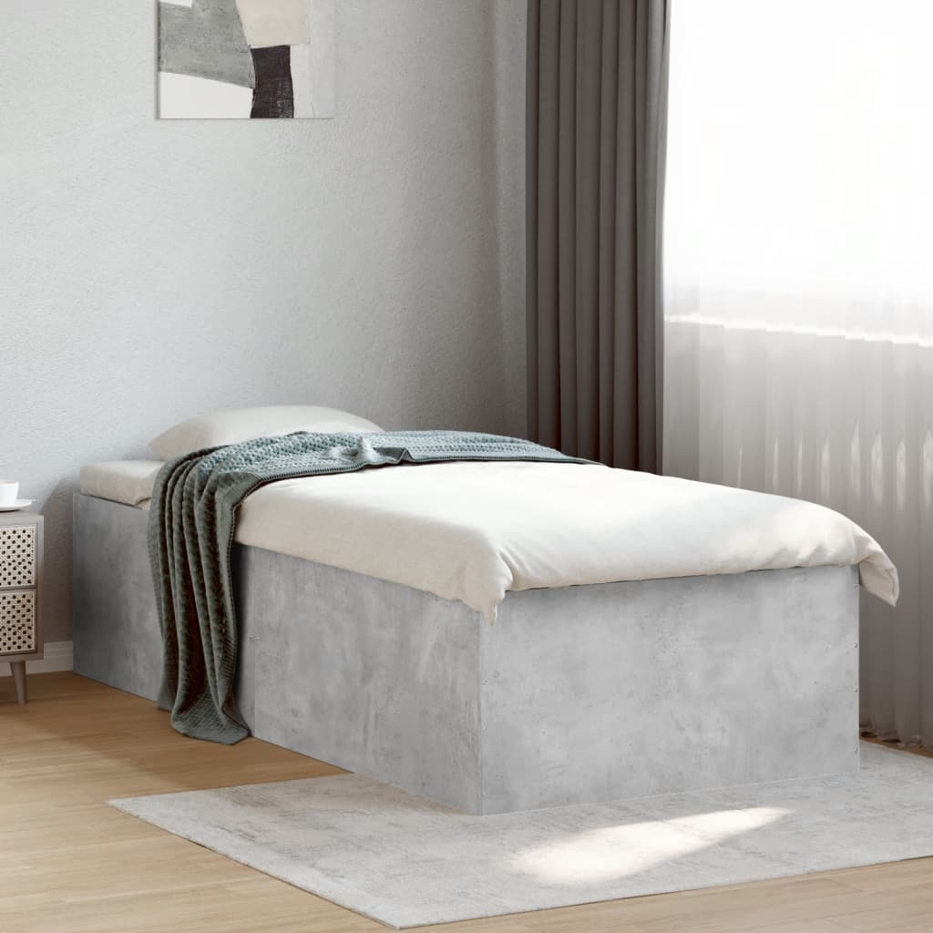 Bed Frame without Mattress Concrete Grey 75x190 cm Small Single