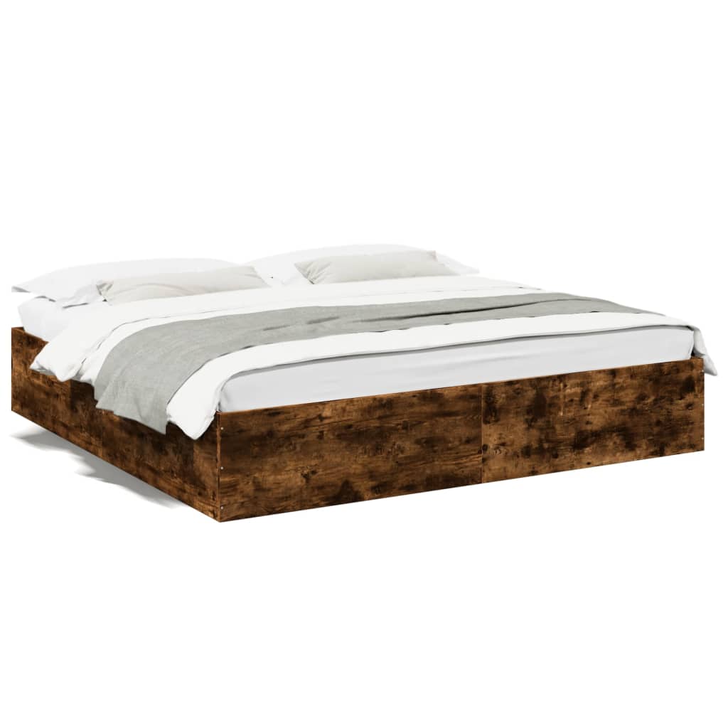 Bed Frame without Mattress Smoked Oak 200x200 cm