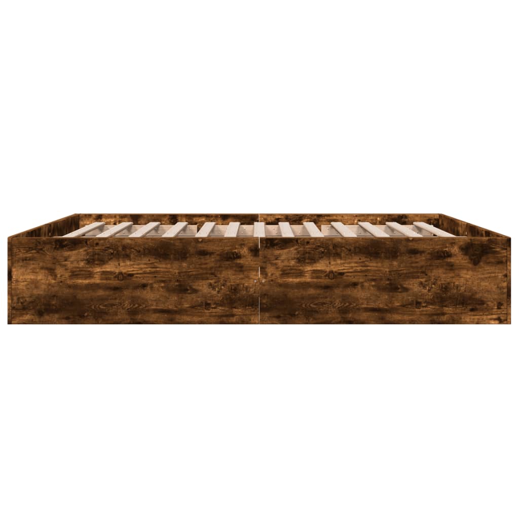 Bed Frame without Mattress Smoked Oak 200x200 cm