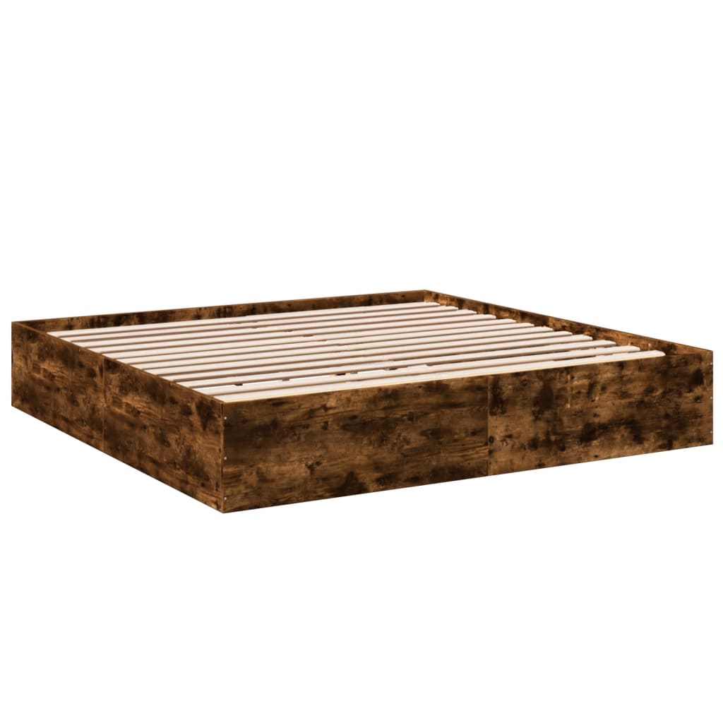 Bed Frame without Mattress Smoked Oak 200x200 cm
