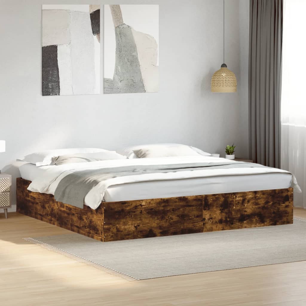 Bed Frame without Mattress Smoked Oak 200x200 cm
