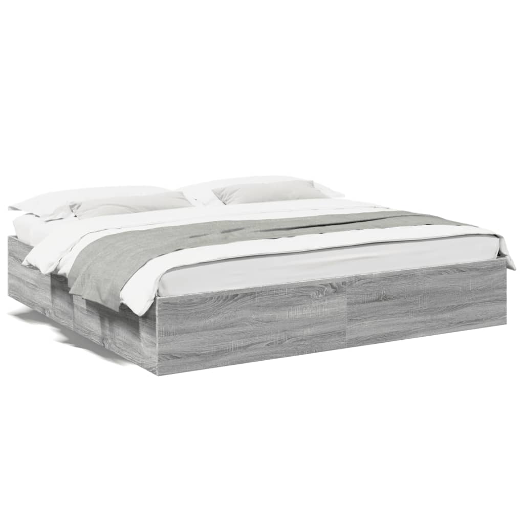 Bed Frame without Mattress Grey Sonoma 200x200 cm