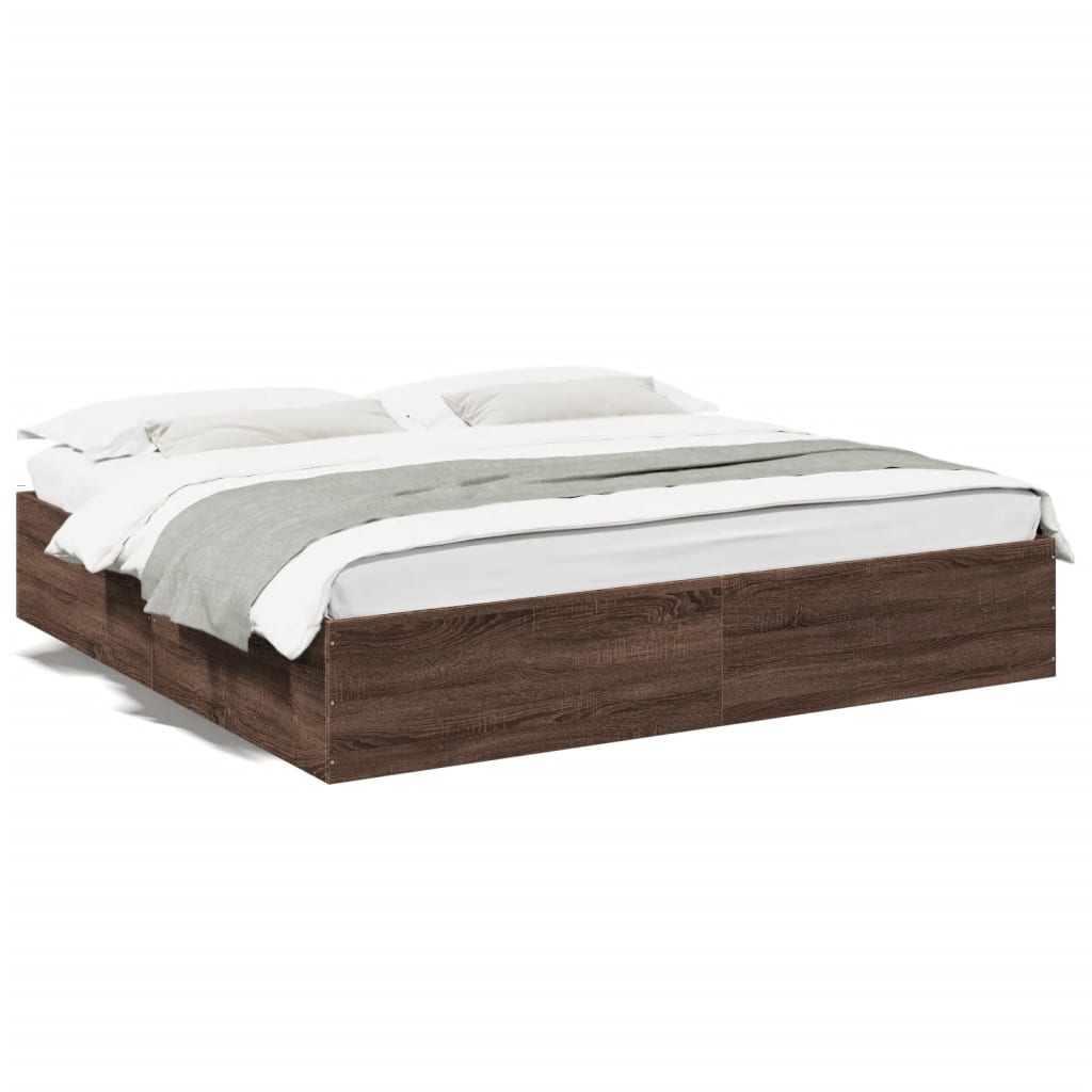 Bed Frame without Mattress Brown Oak 200x200 cm
