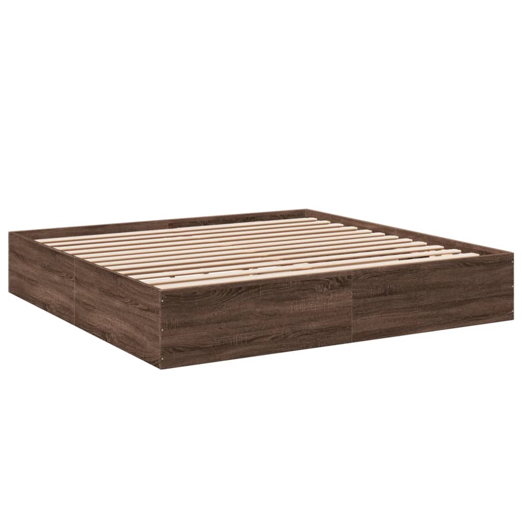 Bed Frame without Mattress Brown Oak 200x200 cm