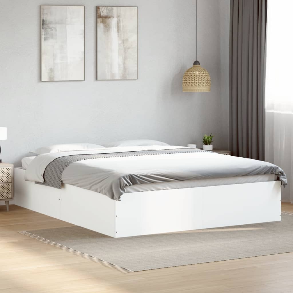 Bed Frame without Mattress White 150x200 cm King Size