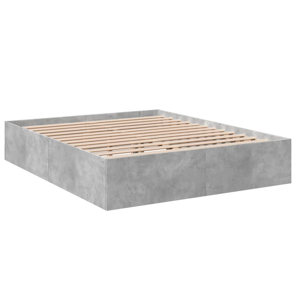 Bed Frame without Mattress Concrete Grey 150x200 cm King Size