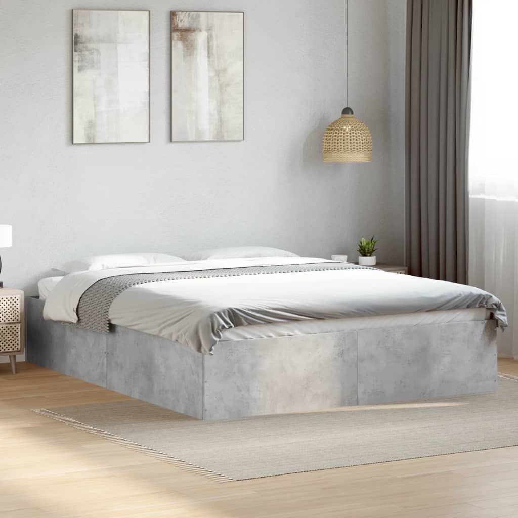 Bed Frame without Mattress Concrete Grey 150x200 cm King Size