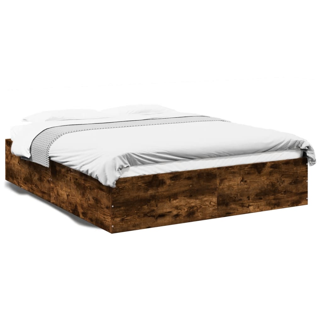 Bed Frame without Mattress Smoked Oak 150x200 cm King Size