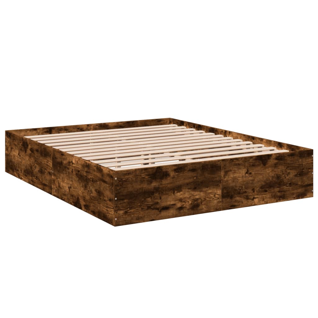 Bed Frame without Mattress Smoked Oak 150x200 cm King Size