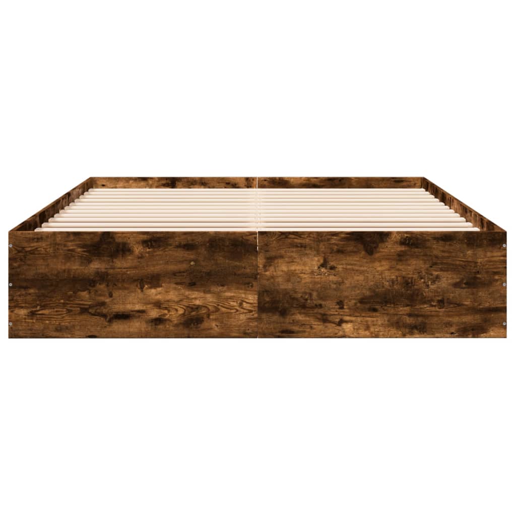 Bed Frame without Mattress Smoked Oak 150x200 cm King Size