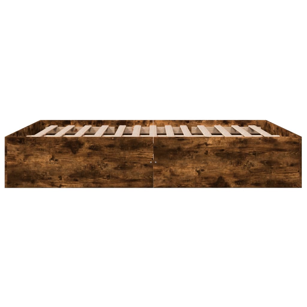 Bed Frame without Mattress Smoked Oak 150x200 cm King Size