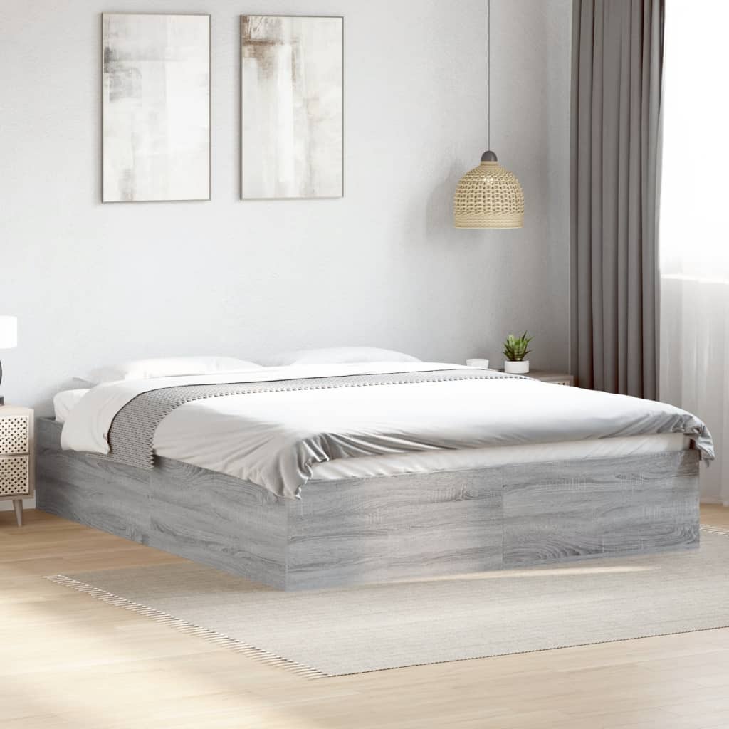 Bed Frame without Mattress Grey Sonoma 150x200 cm King Size