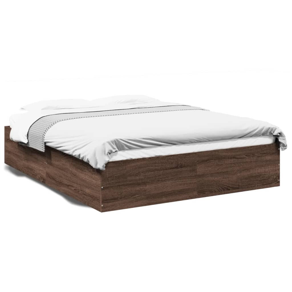 Bed Frame without Mattress Brown Oak 150x200 cm King Size
