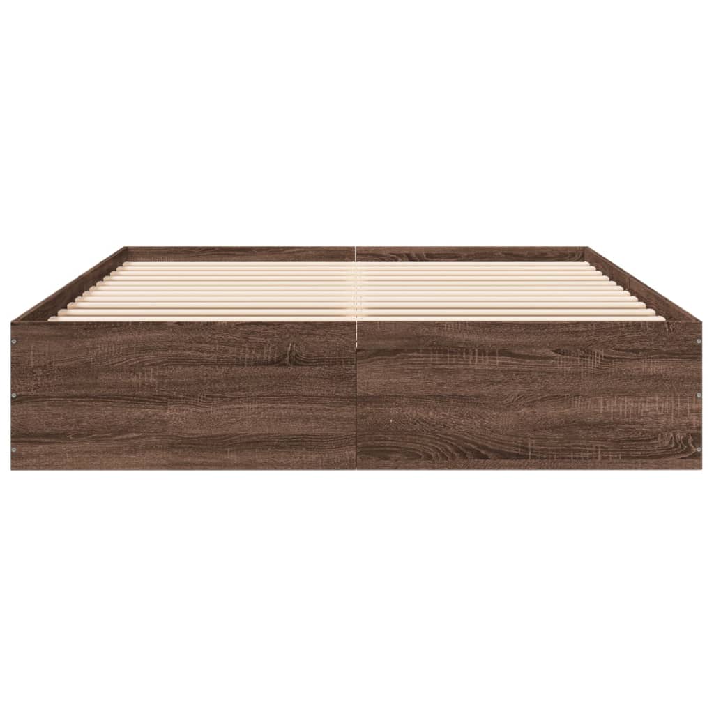 Bed Frame without Mattress Brown Oak 150x200 cm King Size