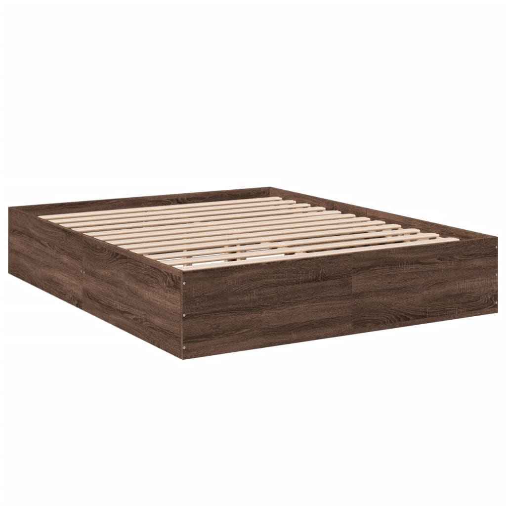 Bed Frame without Mattress Brown Oak 150x200 cm King Size