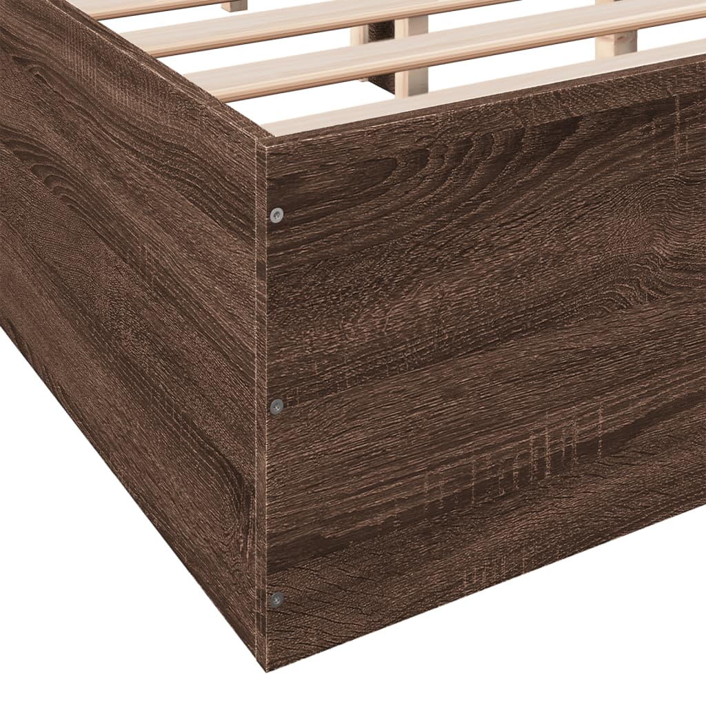 Bed Frame without Mattress Brown Oak 150x200 cm King Size