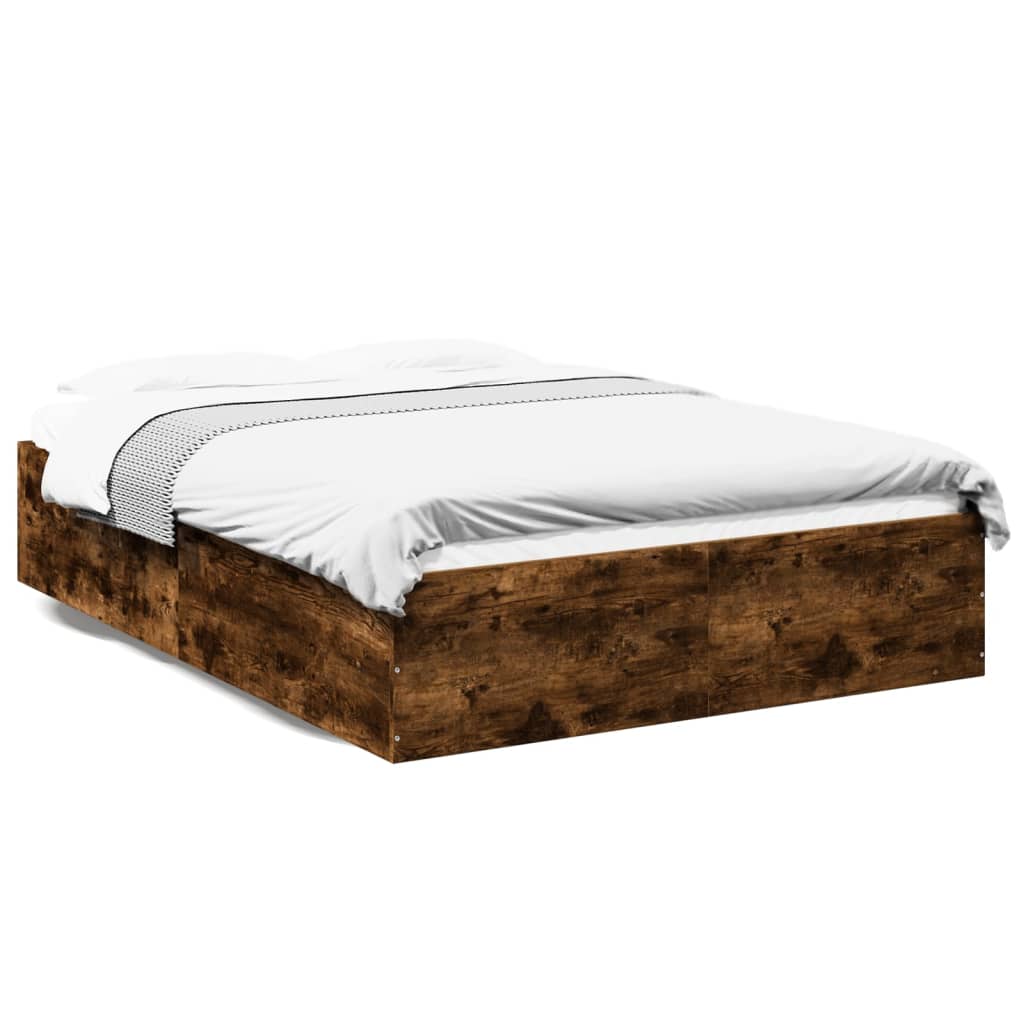 Bed Frame without Mattress Smoked Oak 140x200 cm