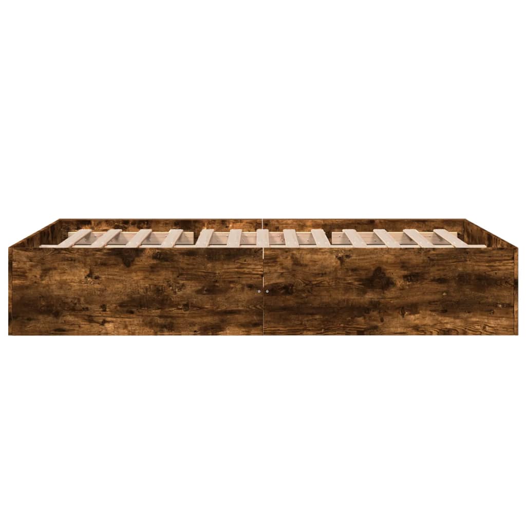 Bed Frame without Mattress Smoked Oak 140x200 cm