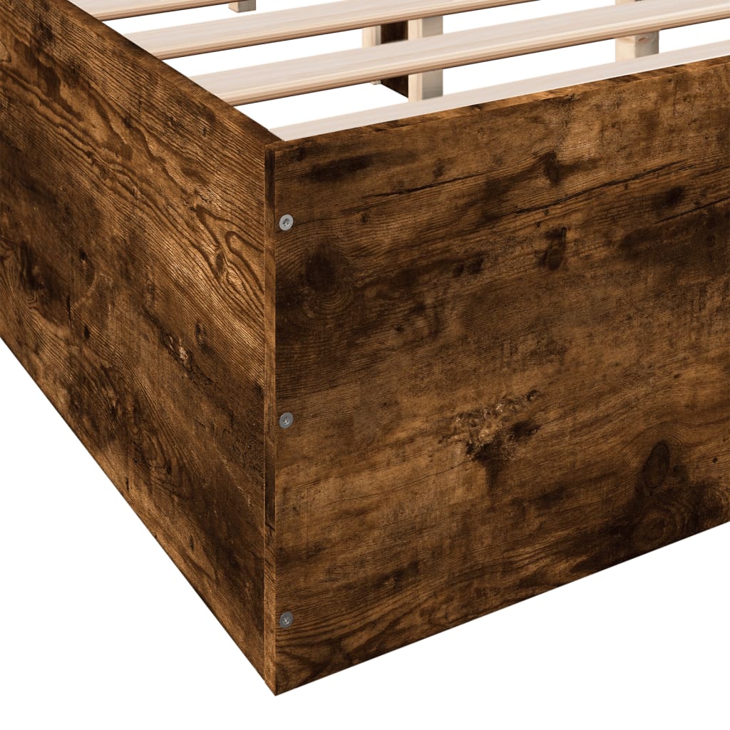 Bed Frame without Mattress Smoked Oak 140x200 cm
