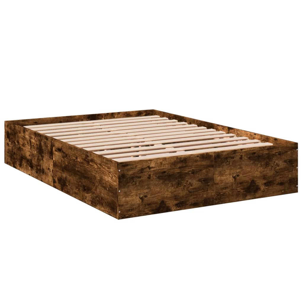 Bed Frame without Mattress Smoked Oak 120x200 cm