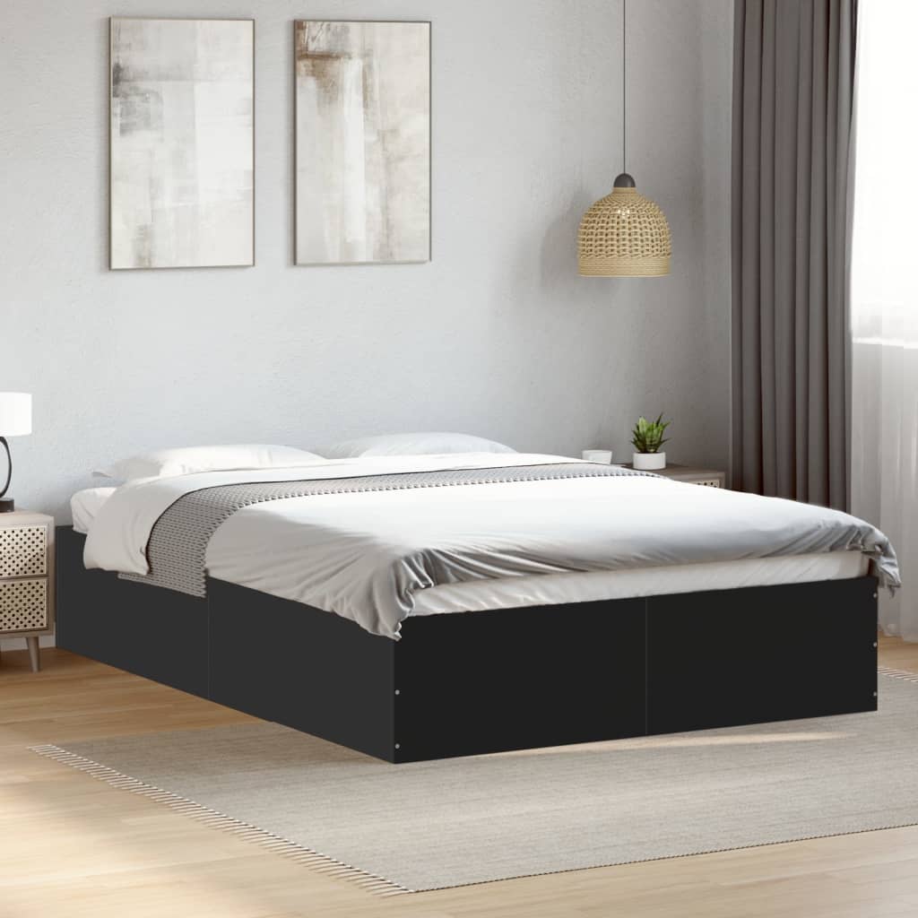 Bed Frame without Mattress Black 135x190 cm Double