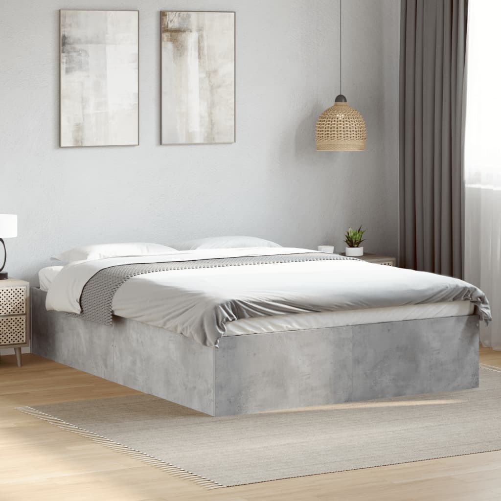 Bed Frame without Mattress Concrete Grey 135x190 cm Double