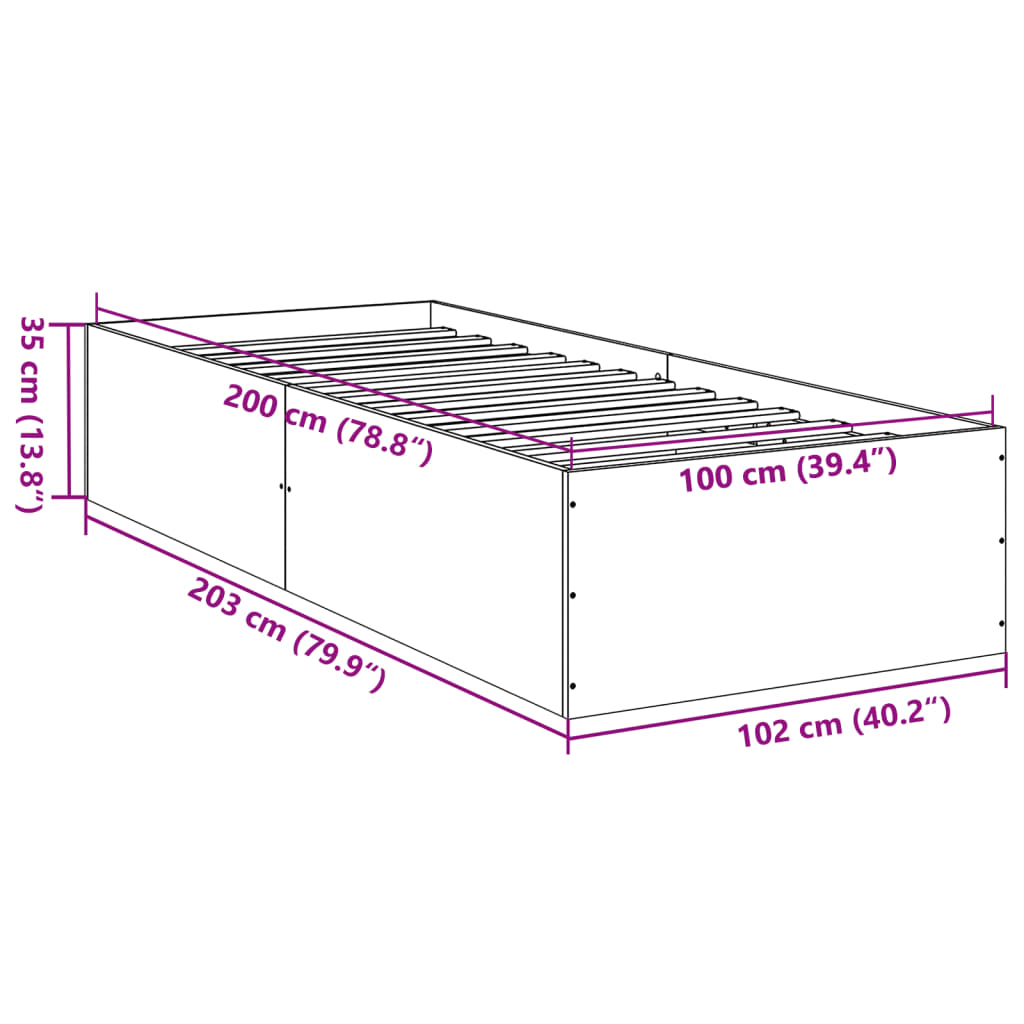 Bed Frame without Mattress White 100x200 cm