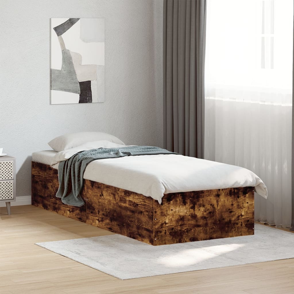 Bed Frame without Mattress Smoked Oak 100x200 cm