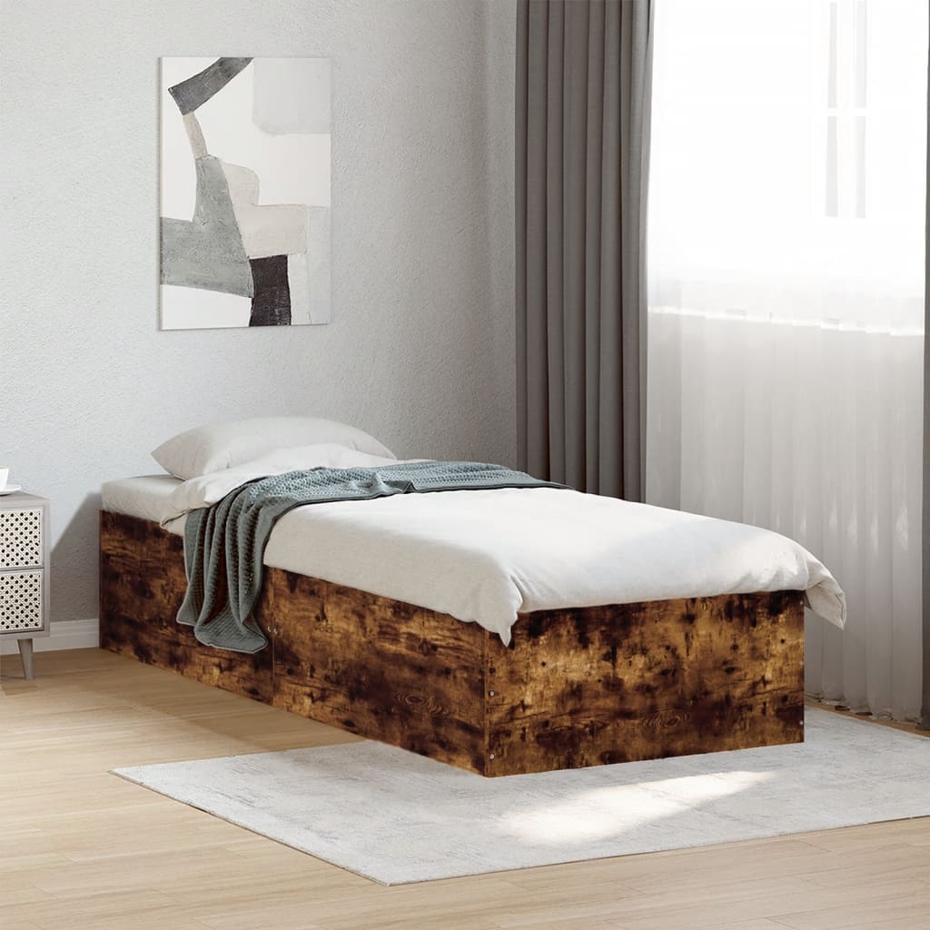 Bed Frame without Mattress Smoked Oak 90x200 cm