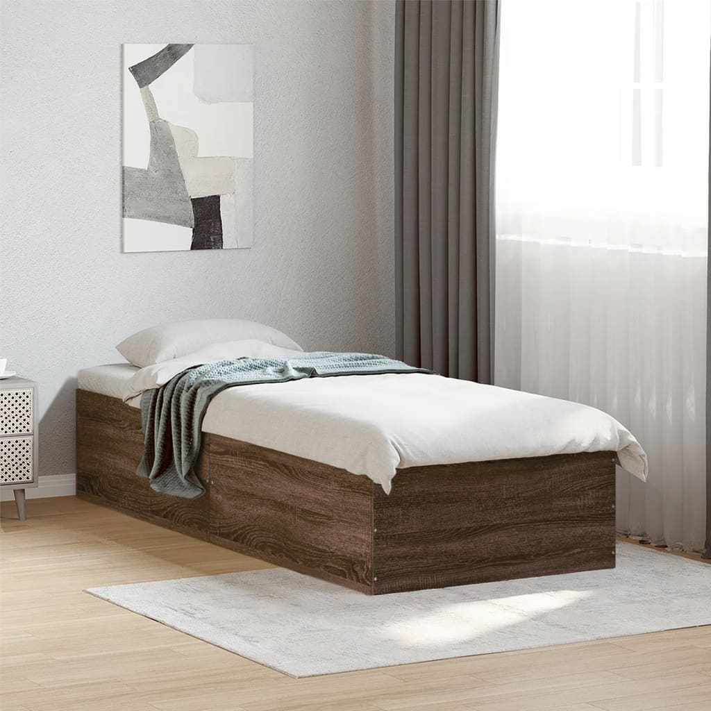 Bed Frame without Mattress Brown Oak 90x200 cm