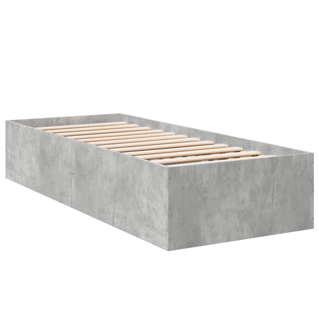 Bed Frame without Mattress Concrete Grey 90x190 cm Single
