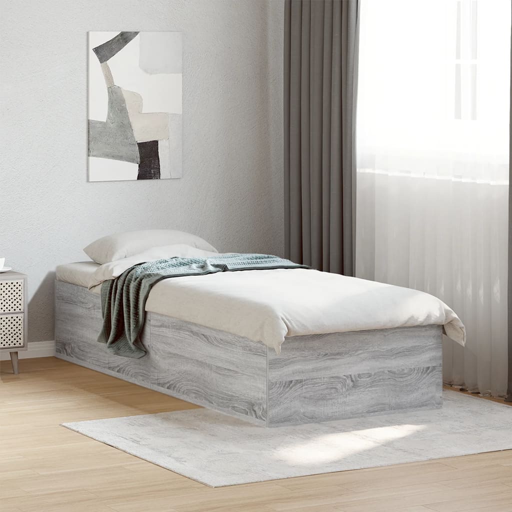 Bed Frame without Mattress Grey Sonoma 90x190 cm Single