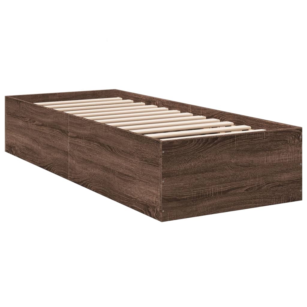 Bed Frame without Mattress Brown Oak 90x190 cm Single