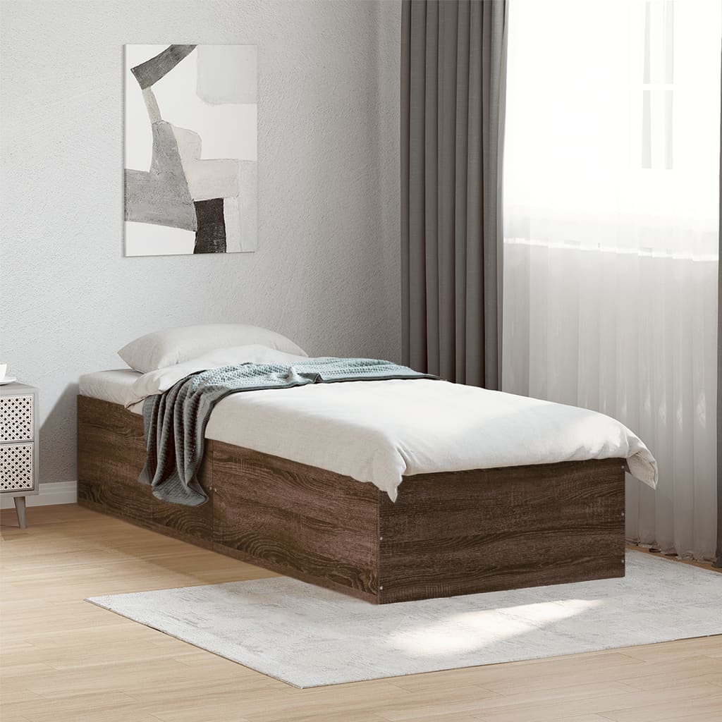 Bed Frame without Mattress Brown Oak 90x190 cm Single